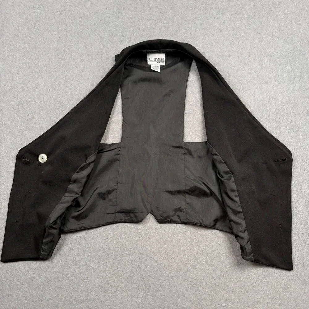 VTG 90s K.C. Spencer NY Black Double Breasted Racerback Tuxedo Vest Top 10